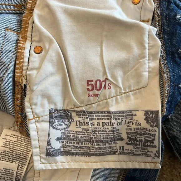 Levi’s 501 Skinny Distressed Jean with Button Fly 24 - Picture 9 of 9